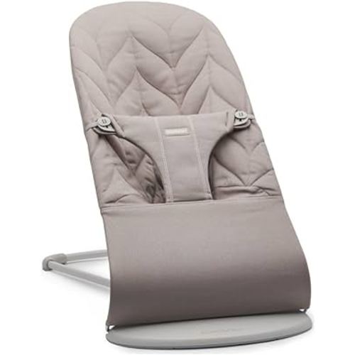 BabyBjörn Bouncer Bliss, Sand Gray, Woven, Petal Quilt | 2-in-1 Adjustable Baby Bouncer Seat and Toddler Chair, Newborn to Toddler (8-29 lbs), 4 Positions, Lightweight & Portable
