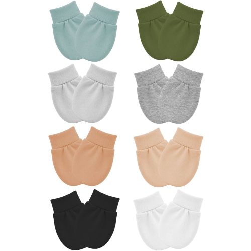 8 Pairs Newborn Baby Mittens No Scratch Infant Baby Cotton Gloves Newborn for 0-6 Months Baby Boys Girls