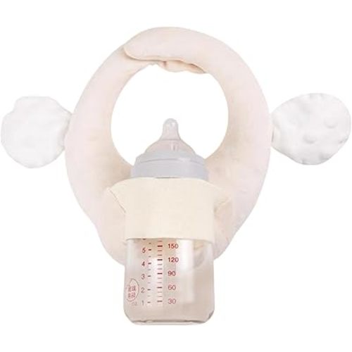 Baby Self-Feeding Bottle Holder Hands Free Pillow, Plush Bottle Support, Bottles Rack Holder Breastfeeding Pillow, Nursing Cushion for Bottles Feeding Comfort, Arm & Wrist Relief (Beige)
