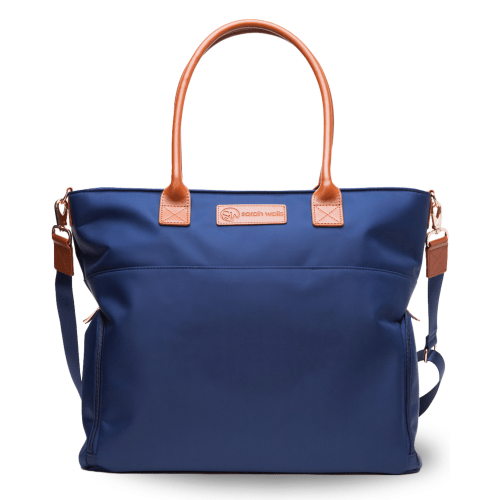 Abby Breast Pump Tote Navy Classic and Versatile for Work and Pumping Moms – Sarah Wells Bags