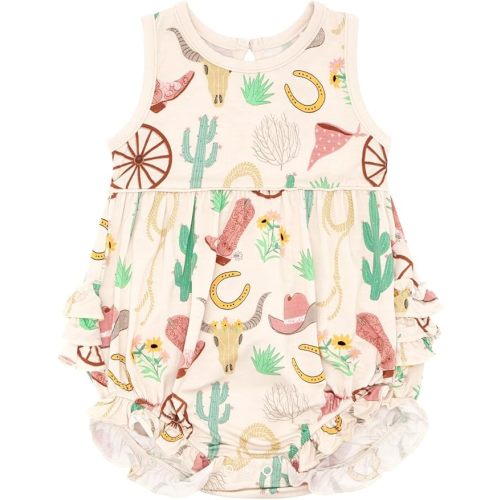 Little Sleepies Bubble Romper for Girls, Soft Viscose from Bamboo One Piece, Baby Clothes