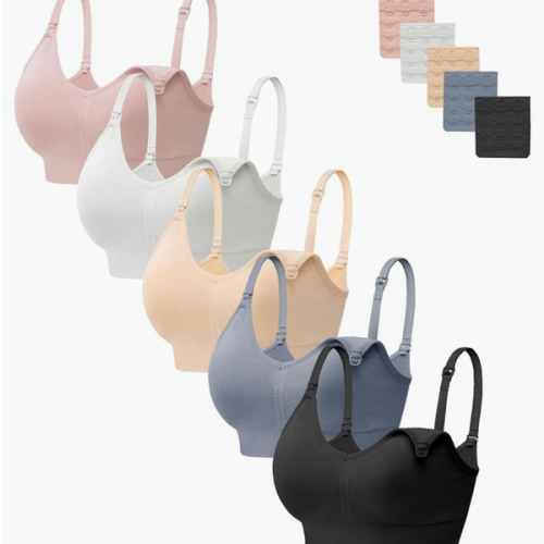 HBselect Women Maternity Bras 5 Pack Nursing Bras for Breastfeeding Seamless Pregnancy Sleep Bralette with Extra Extenders