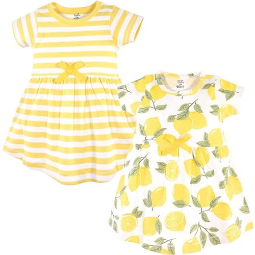 Touched by Nature Girls, Toddler, Baby and Womens Organic Cotton Short-Sleeve and Long-Sleeve Dresses, Lemon Tree Short Sleeve, 0-3 Months