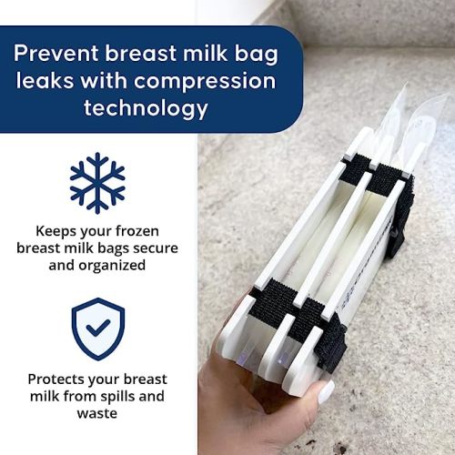 Organizer Pro Max Breast Milk Storage Organizer - Freeze It Flat for Double Capacity and Efficiently Store and Protect Your Breast Milk Bags with Freezer-Safe Design and Compression Technology