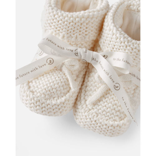 Baby Organic Cotton Crochet Booties in Cream - Little Planet | Carter's