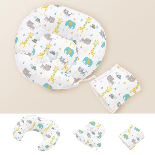 Little Grape Land Nursing Pillow, Multifunctional Breast Feeding Pillow with Arm Pillow, 3pk Baby Support Pillow with Adjustable Waist Strap and Removable Cover, Woodland Animals