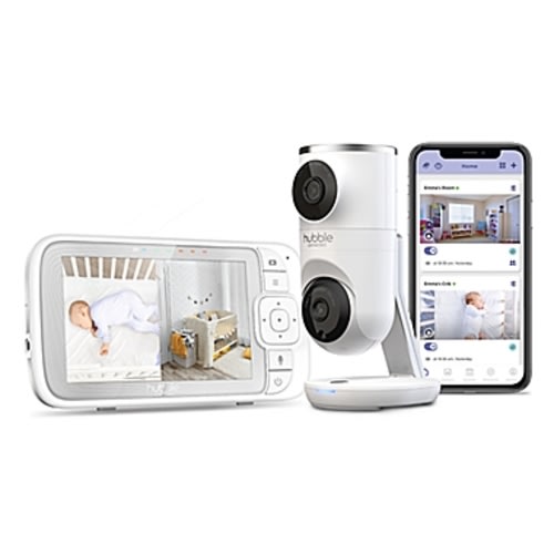 Hubble Connected Nursery Pal Dual Vision 5" Smart HD Dual Camera Baby Monitor in White