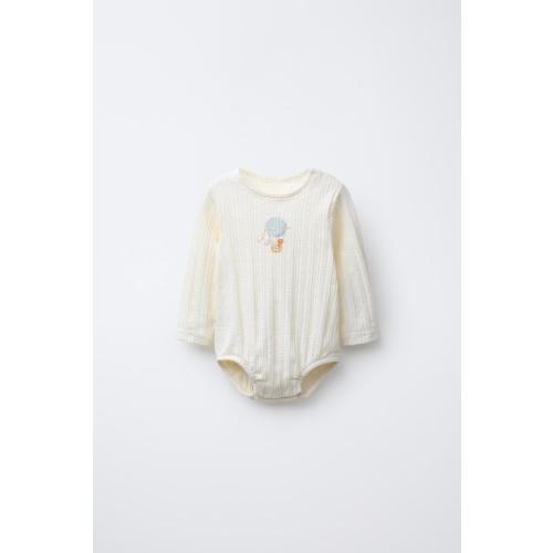 PRINTED POINTELLE BODYSUIT - Ecru | ZARA United States