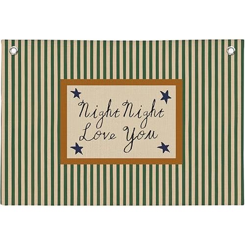 NaZaUK Vintage Kids Bedroom Sleep Hanging Canvas Banner, Retro Striped Wall Art Decor, Kids Room Decor, bedroom Wall Art Above Bed, Canvas Banner for Bedroom Kid Room, Poster Hanger Frame 20x30 Inch