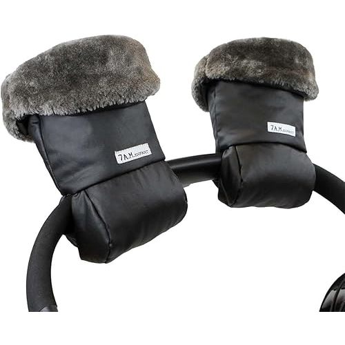 7AM Enfant Stroller Warmmuffs Gloves - Anti-Freeze Stroller Mittens for Handlebars, Water Repellent Hand Warmer Muff for Cold Weather, Plush Lined Stroller Warmmuffs | Winter Stroller Accessories