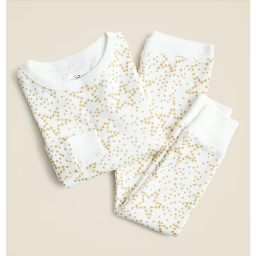 Girls' long-sleeve printed sleep set, Ivory Gold - size 5