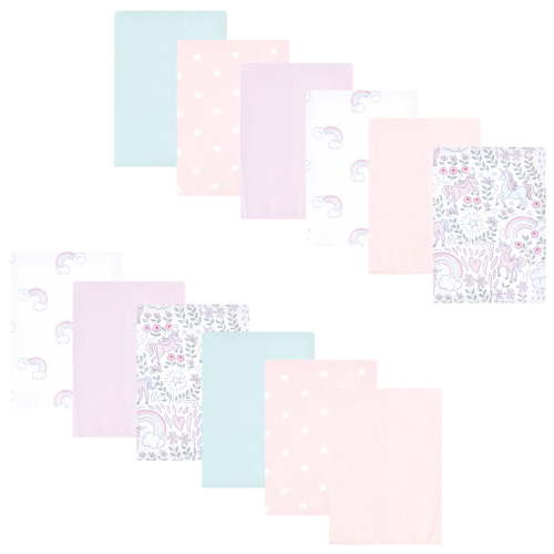 Luvable Friends Hudson Baby Flannel Burp Cloths 12pk, Magical Unicorn