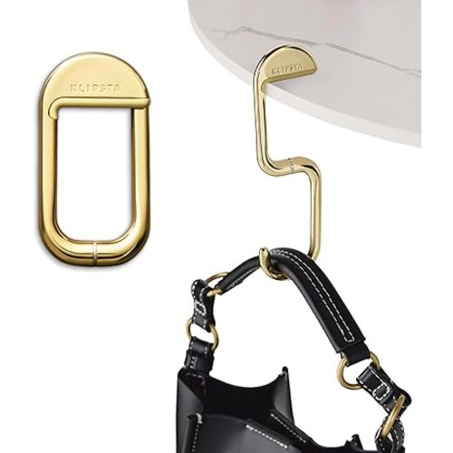 FLIP Bag Hook - Newly Redesigned. Portable Purse Hanger for Table with Magnetic Closure - Now Holds up to 50 lbs (Gold)