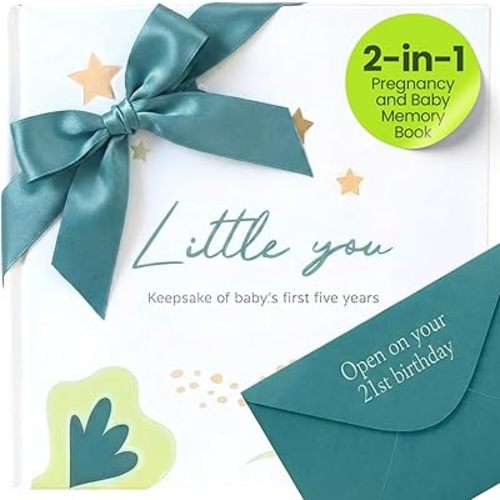 Little You – Baby Memory Book & Pregnancy Journal (120 Pages) – Newborn to 5 Years – Magnetic Gift Box + Photo Pockets + Letter to Open at 21 – Keepsake Album for Boys or Girls
