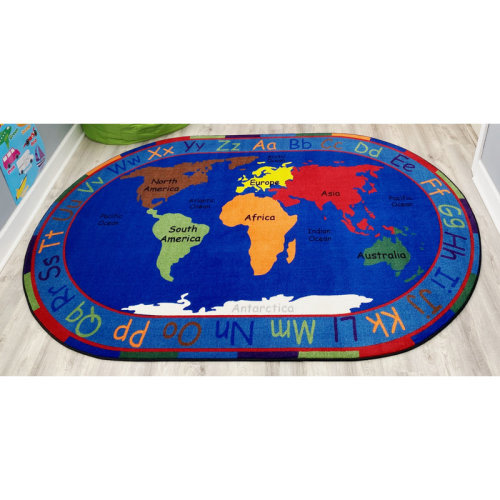 Kid Carpet KidCarpet All Around The World Map Rug, ABC Alphabet Educational Learning Area Rugs for Kids Preschool Kindergarten & Elementary School & Reviews | Wayfair