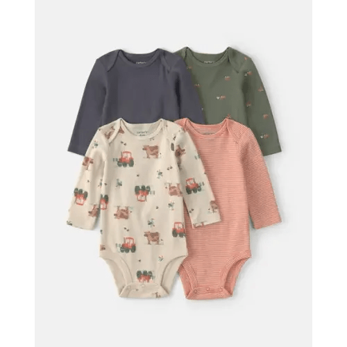 Baby Boy 4-Pack Farm Long-Sleeve Bodysuits | Carter's