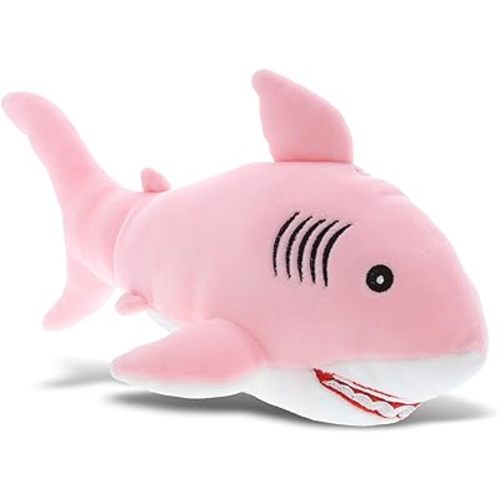 DolliBu Baby Soft Plush Pink Shark Toy - Stuffed Animal Shark Plush for Boys and Girls, Sea Animal Toys and Shark Gifts for Kids, Teens and Adults, Ocean Stuffed Animal Plush Toy Shark - 12 Inches