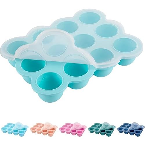 12x1.5oz Baby Food Freezer Tray with Clip Lid Light Green | Food Grade Silicone Storage Containers for Purees & Vegetables
