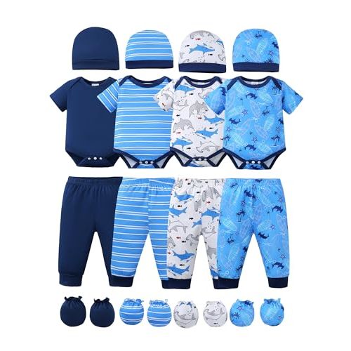 NZRVAWS Newborn Baby Boy Girl Clothes Unisex Preemie Infant Must Have Pants Set Outfits 0-18 Months 20 Pcs Essentials Gift