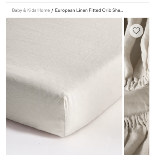 European Linen Fitted Crib Sheet in Sand