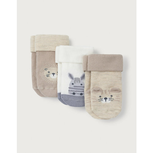 Organic Cotton Safari Animal Face Socks – Set of 3 | Baby Clothing | The White Company US