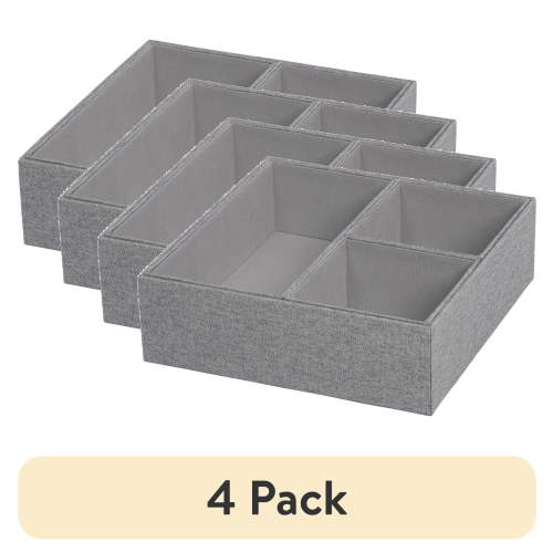 (4 pack) Better Homes & Gardens Gray 4-Piece Hard-Sided Drawer Organizer Set