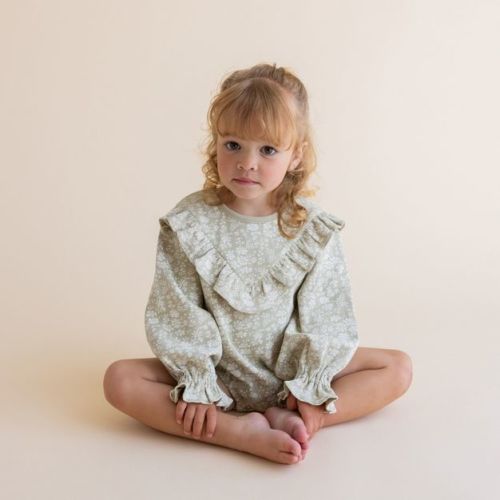 Makemake Organics Organic Ruffle Bubble Romper - Wildsage