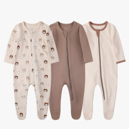 O2 BABY Baby Boys Girls Organic Cotton Zip-Front Sleeper Pajamas, Footed Sleep 'n Play