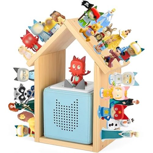 DIY House for Tonies Box Storage Organizer Shelf for 40 Tonie Figures (with 40Pcs Magnetic Adhesive Metal Plate), Compatible with TonieBox 1/2 Player Tonies Box Characters for Children Room