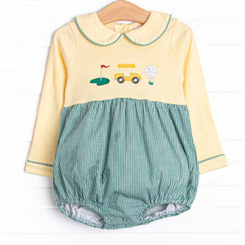 Putterly Adorable Applique Long Sleeve Bubble, Green – Stitchy Fish