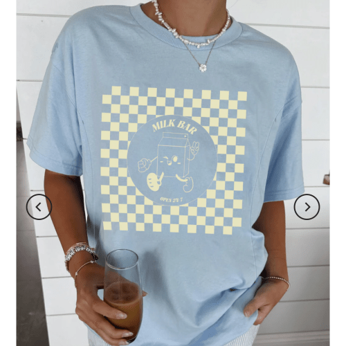 Checkered Nursing Tee – Blue - L