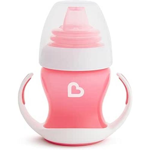 Munchkin Gentle Transition Baby Sippy Cup, Baby's First Sippy - Helps Babies & Toddlers Transitioning from Bottles to Cups, Spill Proof, 4 Months & Up, 4 Ounce, Pink