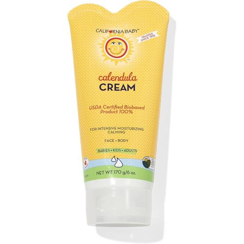 California Baby Calendula Cream | 100% Plant-Based Moisturizer | Lavender Baby Lotion | Face Moisturizer For Dry Skin | Hypoallergenic | 6 oz / 170g
