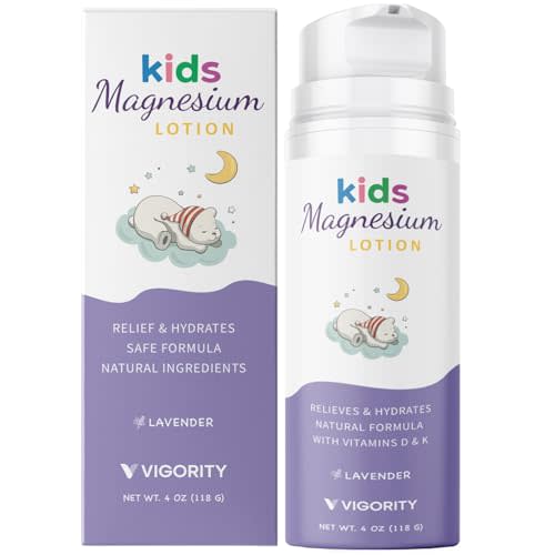 Magnesium Lotion for Kids & Babies Sleep - Bedtime Calming Body Cream with Natural Ingredients, Lavender Oil, Shea Butter & Multi Vitamins - Topical Magnesium Soothing Relief, Promotes Relaxation