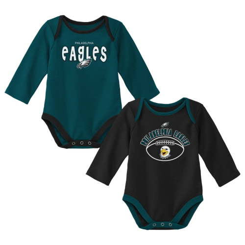 PHILADELPHIA EAGLES Infant Tm1&2 Color Cotton Long Sleeve Onesie 2PK Boy
