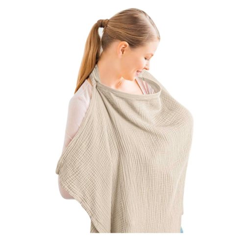 Konssy Muslin Nursing Cover for Baby Breastfeeding, Breathable 100% Cotton Breastfeeding Cover with Rigid Hoop for Mother Nursing Apron, Multi-use Carseat Canopy (Summer Wheat)