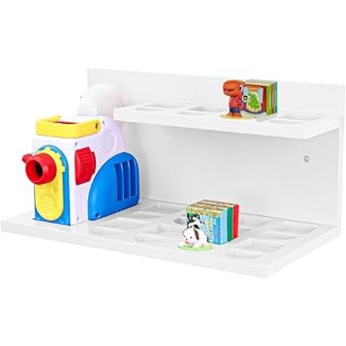 PHOENANCEE Floating Shelves for Little Tikes Story Dream Machine,Wall Shelf for Little Tikes Projector Books Audio Play Character Storage Tray Organizer for Toddlers and Kids Girls Boys,Pine(White)