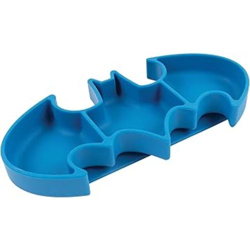 Bumkins Toddler and Baby Suction Plate, Silicone Grip Dish, Babies and Kids, Baby Led Weaning, Children Feeding Supplies, Non Skid Sticky Bottom, Platinum Silicone, Ages 6 Months Up, Batman Blue