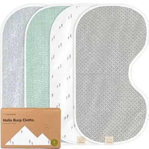 KeaBabies 4-Pack Baby Burp Cloths Baby Girl, Boy - Organic Cotton Burp Cloth, Extra Large, Absorbent, Soft Burping Cloths & Bibs Set for Babies, Newborn Burp Clothes, Thick Burp Rags (Nordic)