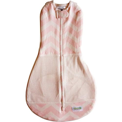 Woombie Grow with Me Baby Swaddle, Convertible Swaddle Fits Babies 0-9 Months, Expands to Wearable Blanket for Babies up to 18 Months, Dreamy Blue Chevron