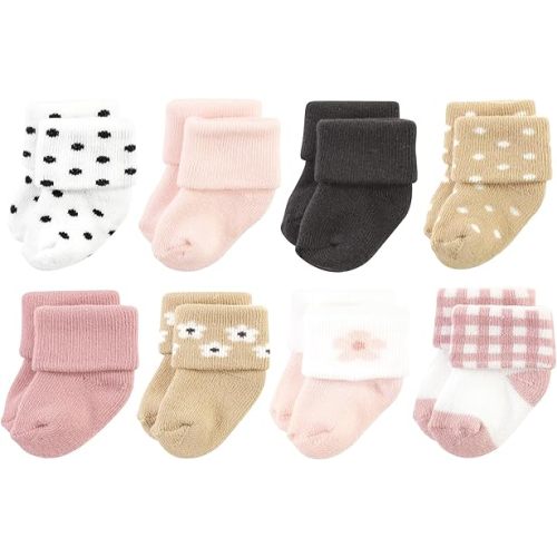 Hudson Baby Baby Girls' Cotton Rich Newborn and Terry Socks