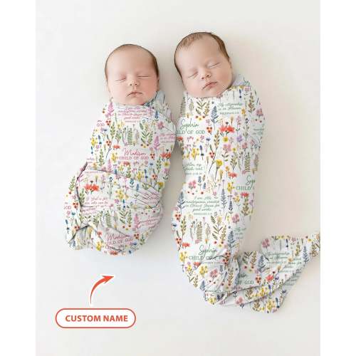 Custom Name Child of God Flower Garden swaddle blanket – Zumbamboo