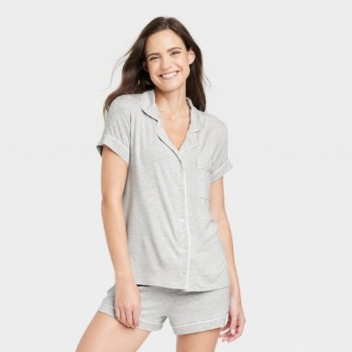 Women's Beautifully Soft Notch Collar Pajama Set - Stars Above™ Gray Xs