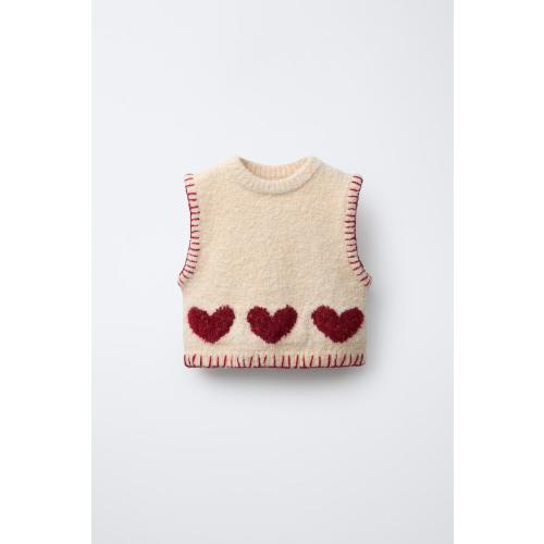 KNIT HEART VEST - Mid-ecru | ZARA United States