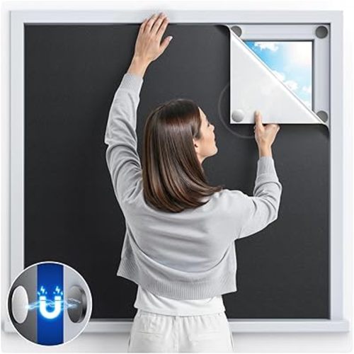 Magnetic Blackout Window Cover with Strong Magnets – 45" x 58" Portable Blackout Curtains for Bedroom, No Drill Black Out Blinds & Temporary Black Out Shades for Windows Film RV Travel Skylight-Blacks
