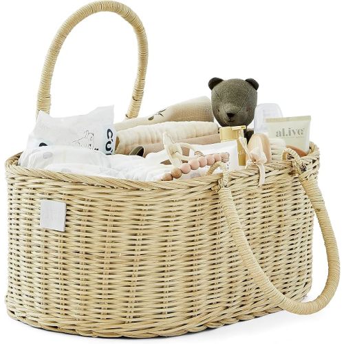 BEBE BASK Premium Baby Diaper Caddy Organizer Basket with Cotton Divider