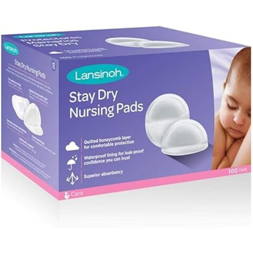 Lansinoh Stay Dry Disposable Nursing Pads, 100 Count