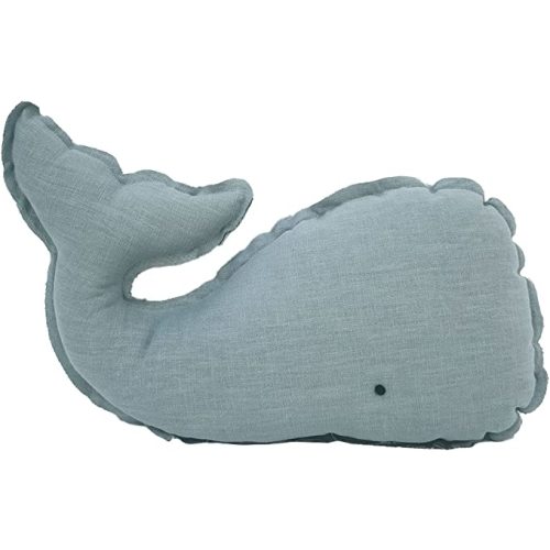 Marble Empire Whale Pillow Linen, Blue Whale Throw Pillows with Free Style Edge,Coastal Ocean Decorative Pillow for Couch Sofa (18.5 inch)