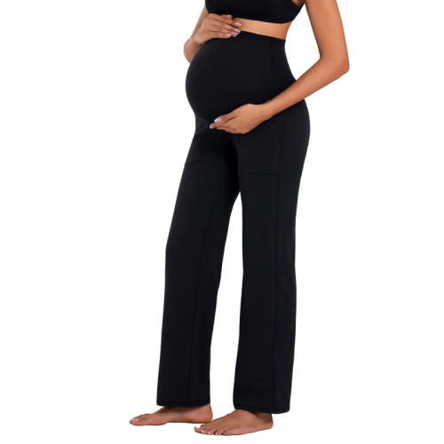 Funidos Maternity Wide Leg Pants Stretchy Breathable Pregnancy Lounge Palazzo Trousers for Women