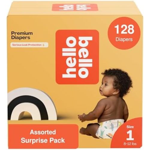 Hello Bello Diapers Assorted Gender Neutral Surprise Pack, Size 1 128ct